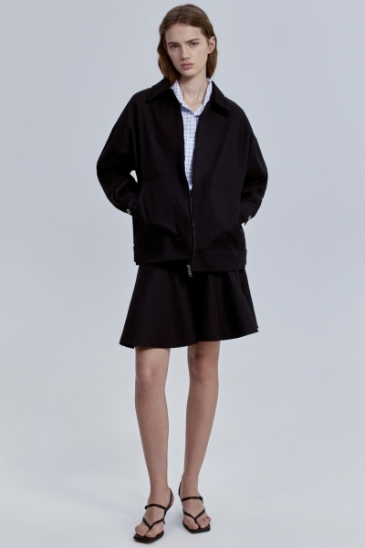 Куртка из габардина с вельветовым воротником, чёрный