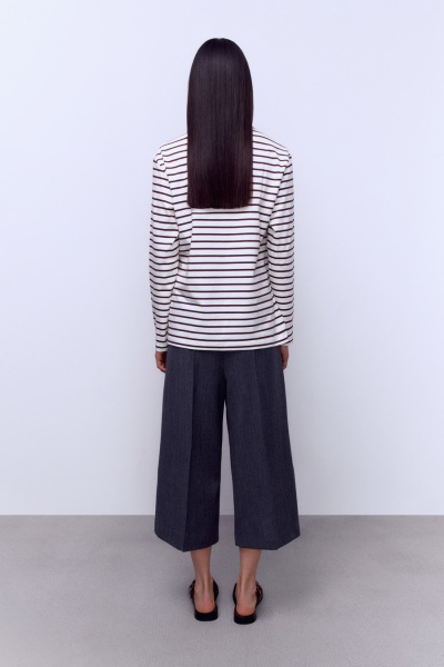 Лонгслив из хлопка в полоску, шоколадный