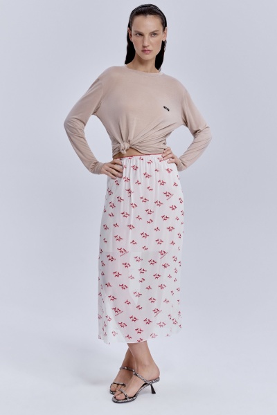 Юбка из шифона с принтом «лошадки», молочный