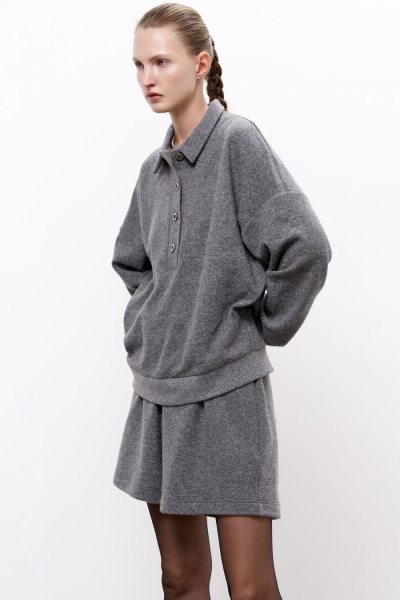 Шорты трикотажные из шерсти мериноса, серый