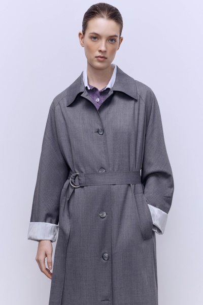 Легкое пальто из премиальной шерсти, серый