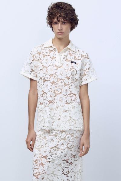 Поло из кружева, кремовый