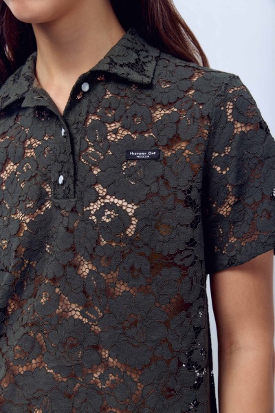 Поло из кружева, тёмно-зелёный