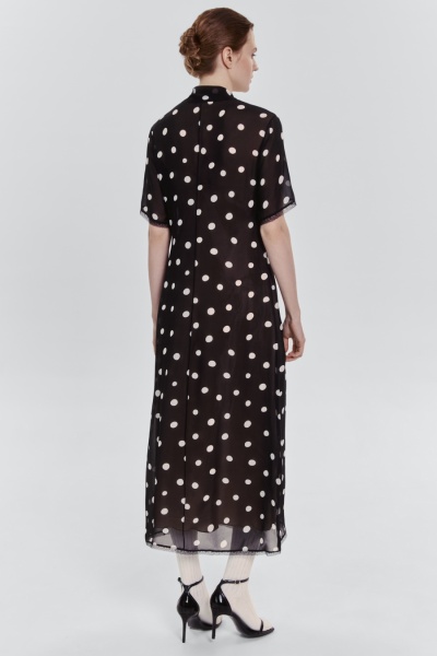 Платье в горох из шифона, чёрный