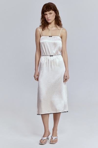 Юбка с кружевом из атласа, молочный