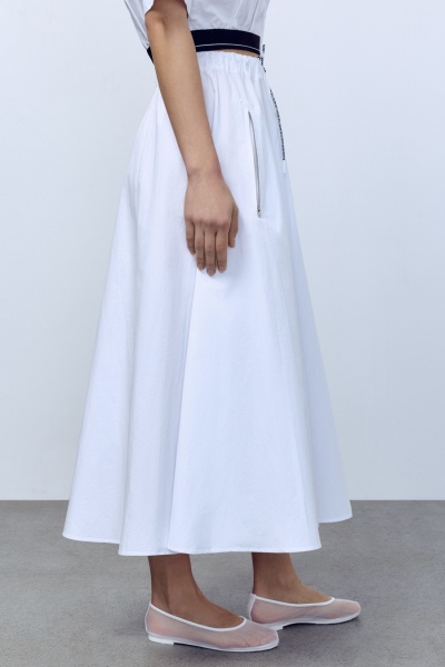 Юбка-солнце из итальянского вареного хлопка, белый