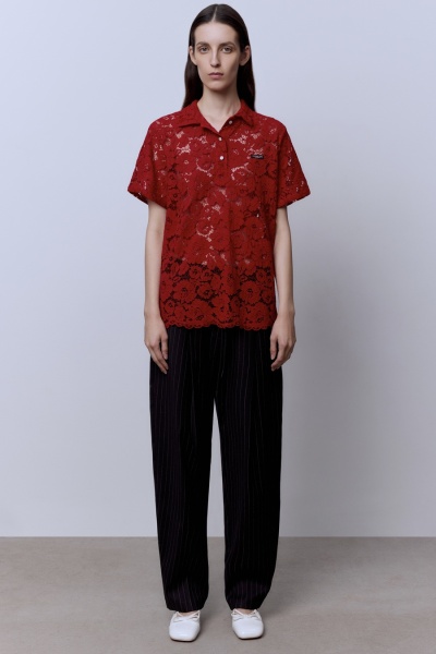 Поло из кружева, красный