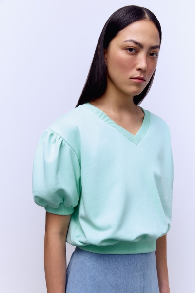 Топ из футера укороченный, мятный