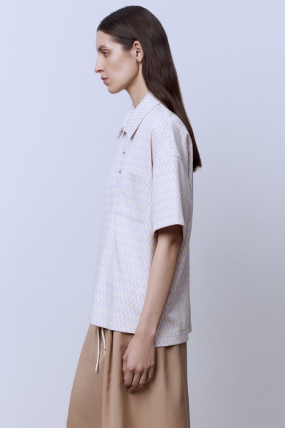 Поло на пуговицах из джерси жаккард, лиловый