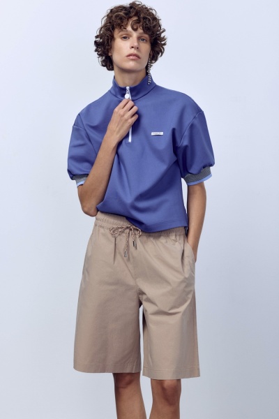 Бермуды из итальянского варёного хлопка, песочный