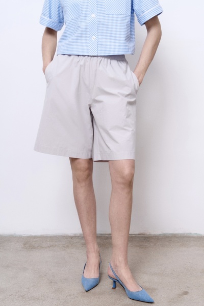 Шорты пижамного кроя из итальянского вареного хлопка, светло-бежевый