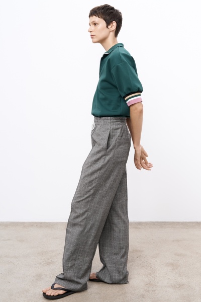 Брюки на резинке в клетку, серый