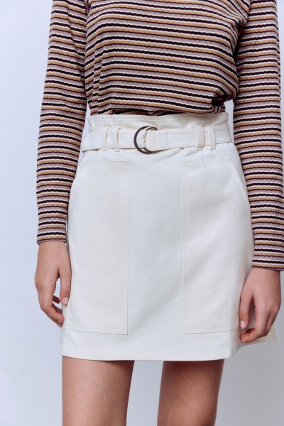 Юбка из денима с эффектом бархата, молочный