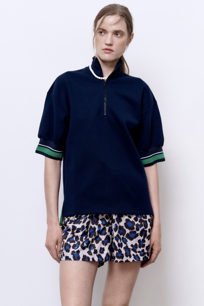 Шорты из нейлона с анималистичным принтом, синий