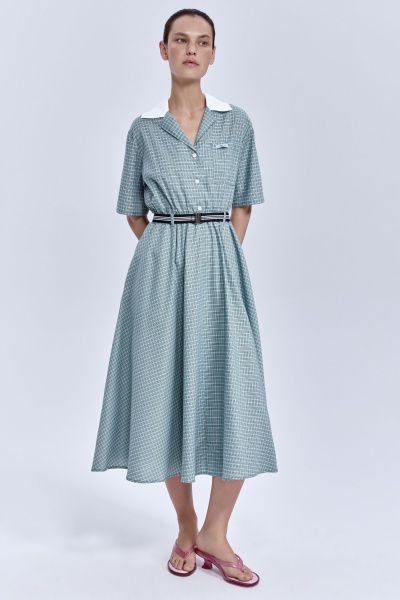 Платье в клетку из итальянского хлопка, зелёный