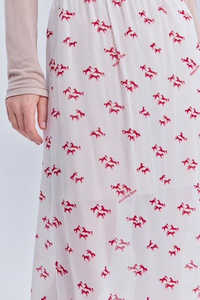 Юбка из шифона с принтом «лошадки», молочный