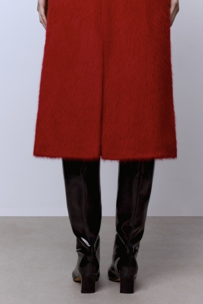 Юбка из ангоры с разрезом, красный