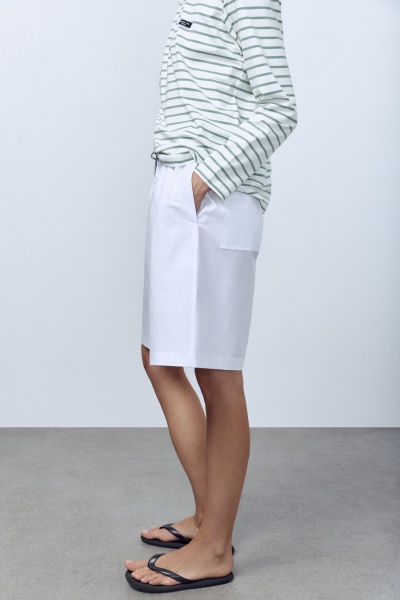 Бермуды из итальянского варёного хлопка, белый