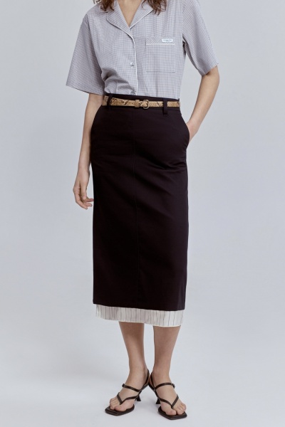 Юбка прямая с контрастной подкладкой, чёрный