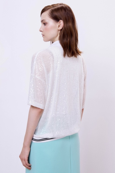 Поло с пайетками, белый