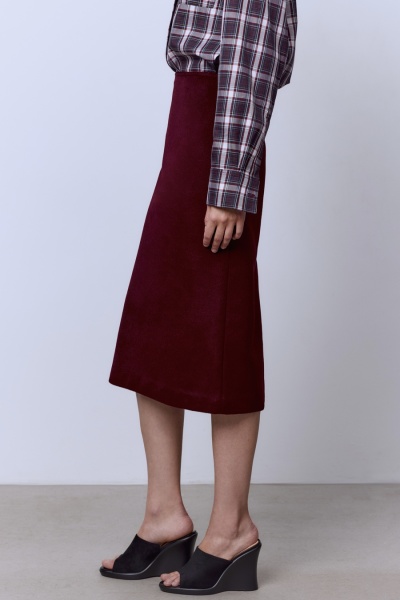Юбка прямая из шерсти премиум, бордовый