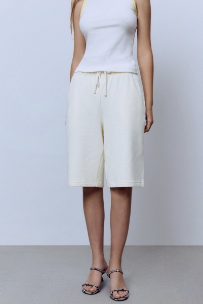 Бермуды из хлопкового футера, кремовый