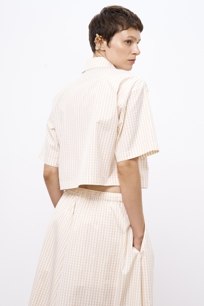 Рубашка в клетку виши, бежевый