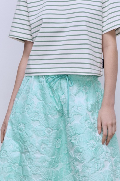 Юбка-солнце из жаккарда на кулиске, мятный