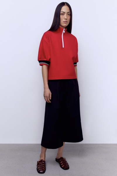 Поло на молнии, красный