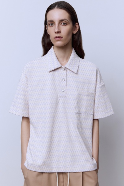 Поло на пуговицах из джерси жаккард, лиловый