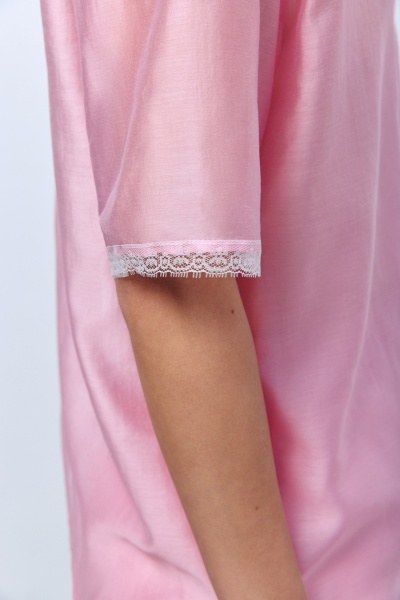 Рубашка из батистовой вуали с кружевом, розовый