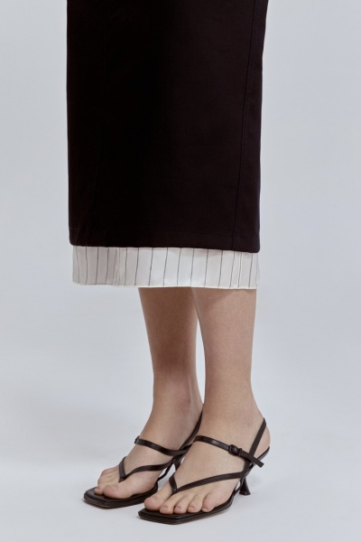 Юбка прямая с контрастной подкладкой, чёрный