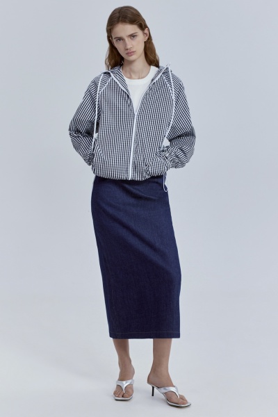 Ветровка в клетку с капюшоном, белый