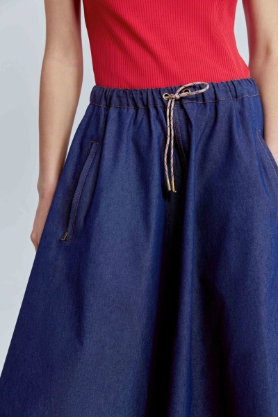 Юбка-солнце на кулиске из денима, синий