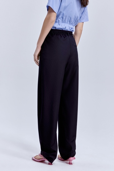 Брюки в полоску со складками, синий