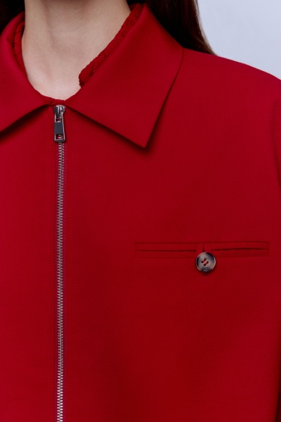 Бомбер из костюмной шерсти, красный