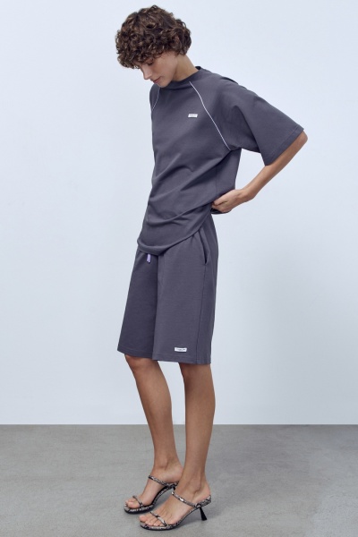 Футболка оверсайз с кантом, гранит