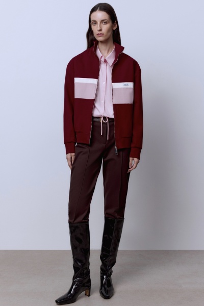 Толстовка на молнии с контрастными вставками, бордовый