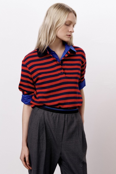 Брюки на контрастной резинке в клетку, тёмно-серый