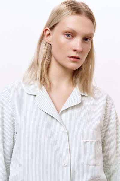 Рубашка пижамная с длинным рукавом в полоску, мятный