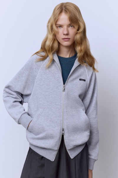 Толстовка из футера с начёсом, серый меланж