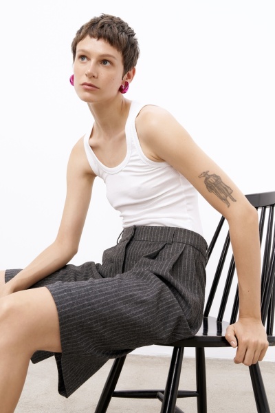 Шорты-бермуды из шерсти в полоску, серый