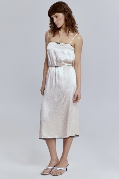 Юбка с кружевом из атласа, молочный