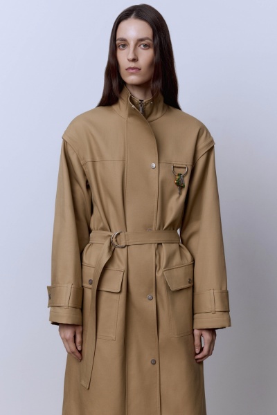 Пальто лёгкое из габардина на фланели, бежевый