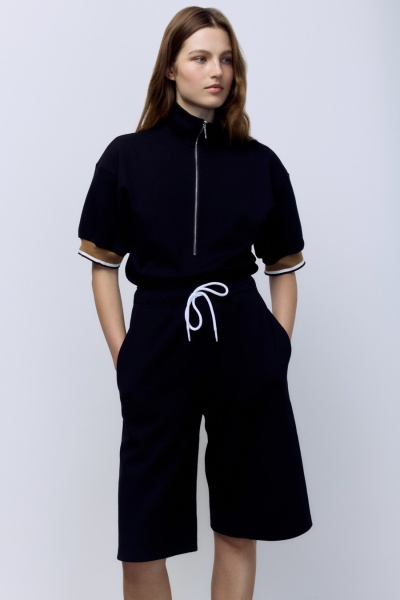 Бермуды из хлопковой скубы, черный