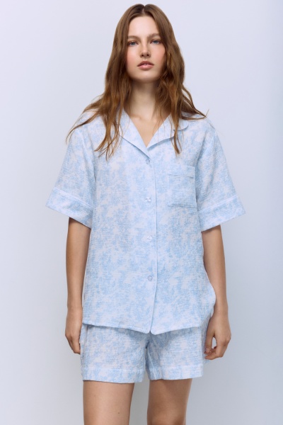 Пижама Toile de Jouy (рубашка + шорты), голубой