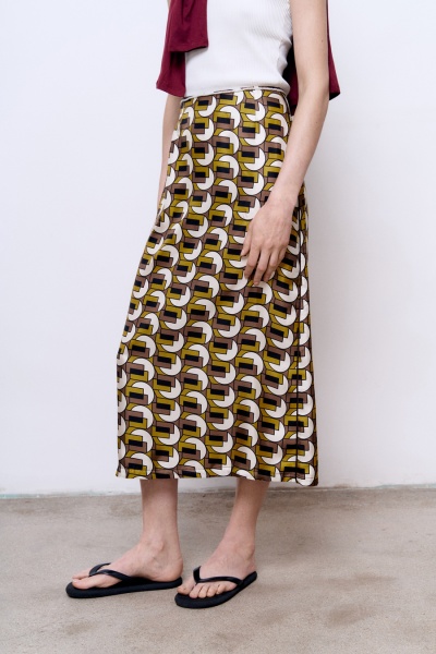 Юбка из шёлка с принтом, жёлтый