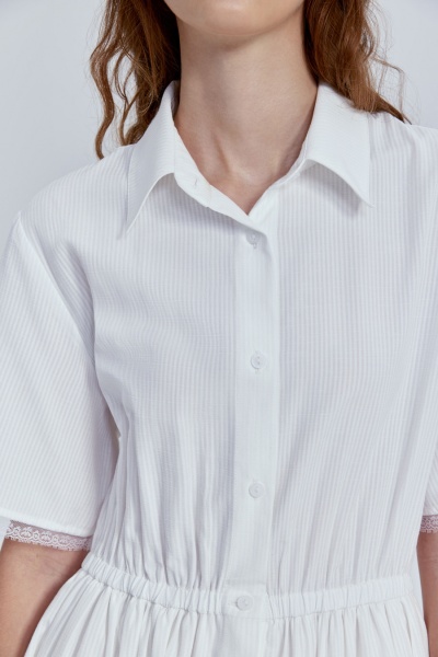 Платье из фактурного хлопка с кружевом, белый