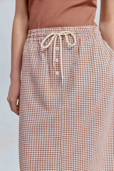 Юбка прямая виши с кантом, терракотовый