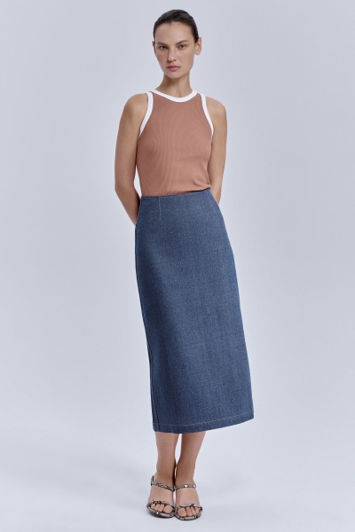 Юбка прямая из винтажного денима, синий